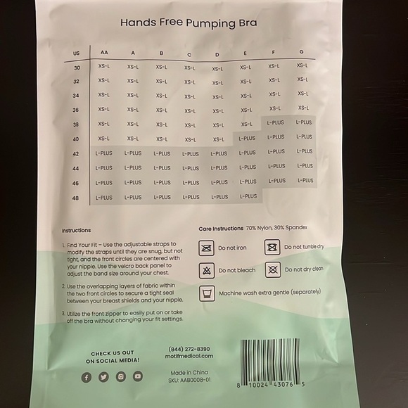 Motif Medical Hands Free Pumping Bra in black size XS-L, NIB - Picture 5 of 8